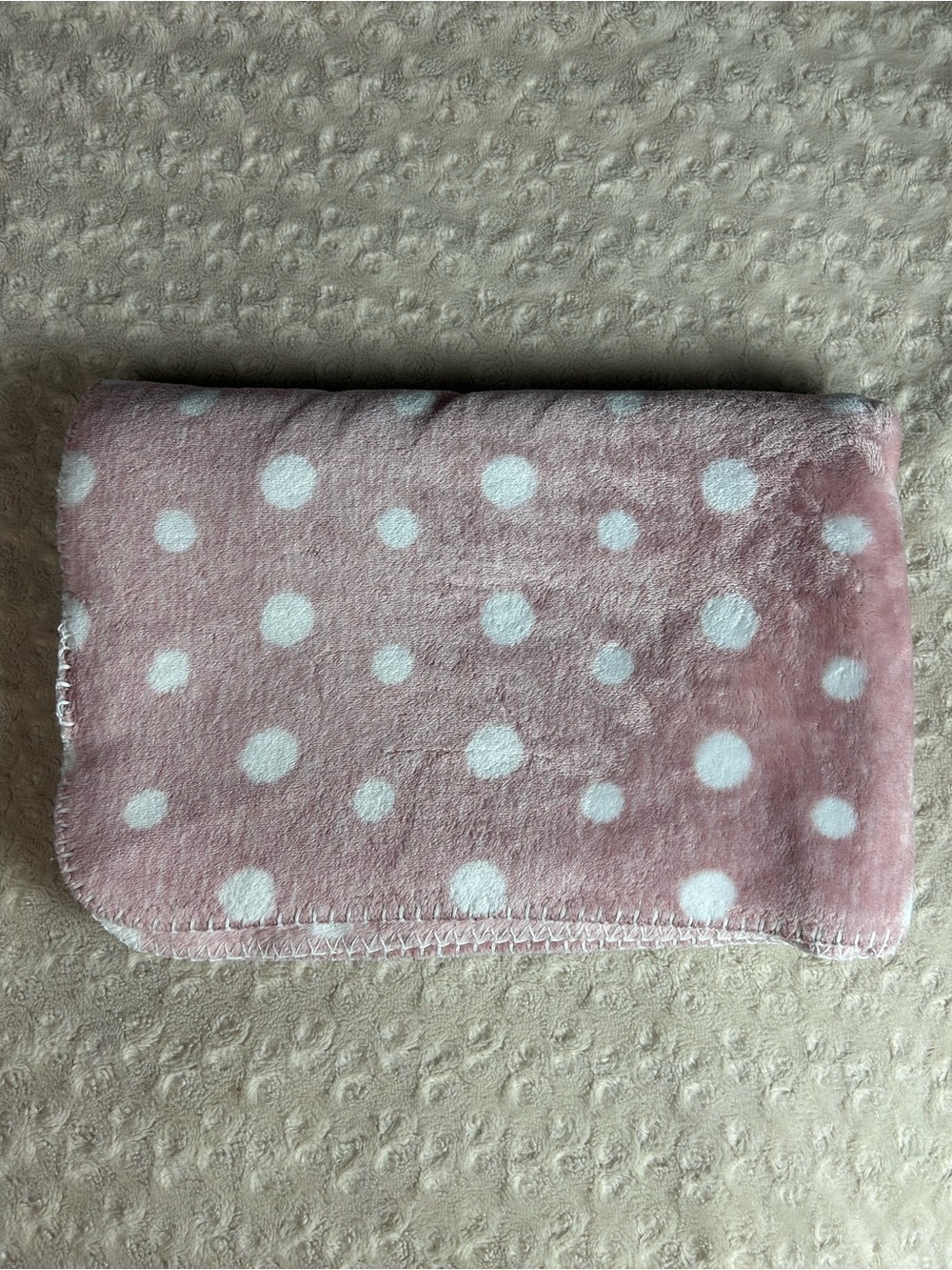 Amari Baby & Nursery Pink White Baby Blanket Polka Dots Stitched Edge Lovey